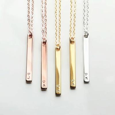 China Cute Personalized Tiny Personalized Name Initial Necklace Gold Bar Monogram Bridesmaid Pending Necklace for sale