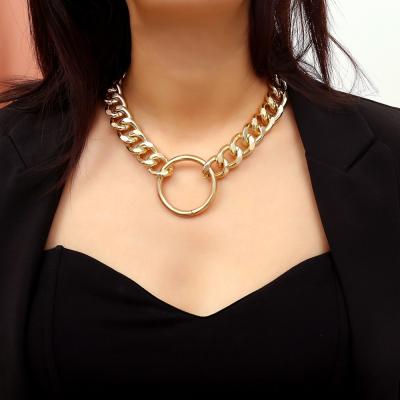 China Hiphop Link Chain Cuban Statement Chunky Choker Necklace For Women for sale