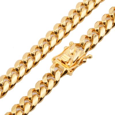 China 316l New Classic Stainless Steel 18k Dubai Gold Filled Chain Design For Men for sale