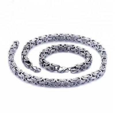 China Classic Silver Byzantine 316l Stainless Steel Chain Link Necklace For Men for sale