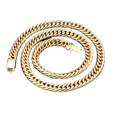 China Wholesale Heavy Duty Hiphop Stainless Steel Double Link 24k Gold Cuban Chain For Men for sale