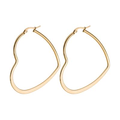 China Custom Factory DIY Stainless Steel Big Flat Wire 14k Gold Heart Circle Earrings For Women for sale