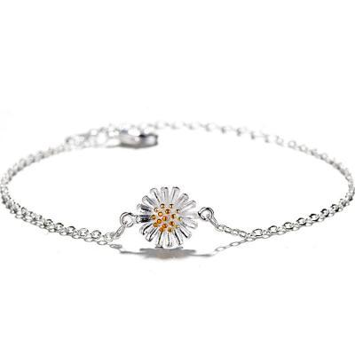 China ALLOY 2019 New Arrival Style Beautiful Daisy Chrysanthemum Simple Silver Women's Artificial Flower Jewelry Set for sale