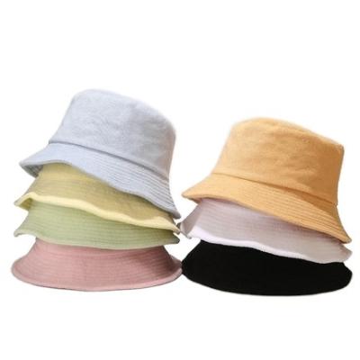 China High Quality Character Foldable Hats Embroidered Terry Towel Bucket Hats for sale