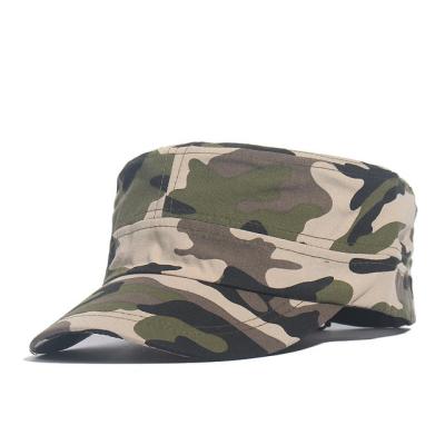 China High Quality Eco-Friendly Promotional Cotton Twill Dye Army Military Flat Top Hats For Men for sale