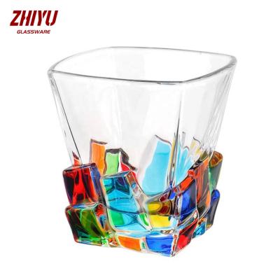 China American Style Whiskey  Hand Painted  Wine Glass Colorful Lines Juice Cocktail Drink Water Glass for sale