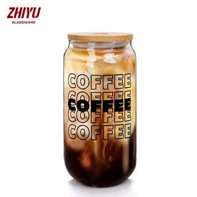 China Country Amazon Best Seller 2022 Sublimation Beer Can Glass With Bamboo Lids Custom Bar Restaurant Home for sale