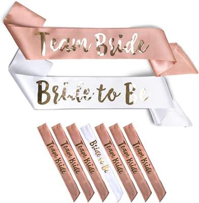 China Stain 7 Pcs Rose Gold Wedding Cheap Stain Bride To Be Bachelor Party Team Sash for sale