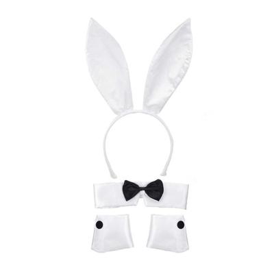 China Bunny Ears Headband Collar Bow Link Rabbit Tail Bunny Cosplay Props Set Rabbit Beauty Decorations Costume For Halloween Easter Party for sale