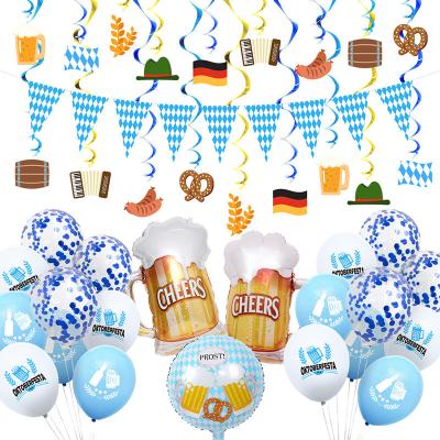 China PESENAR Munich Beer Festival Oktoberfest Festival Theme Party Flag String Paper Balloon Set Party Wall Decoration Supplies for sale