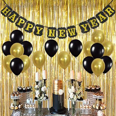 China PESENAR Happy New Year Theme Paper Party Supplies Balloon Party Color Set Decoration Banner Spiral Tassel Curtain for sale