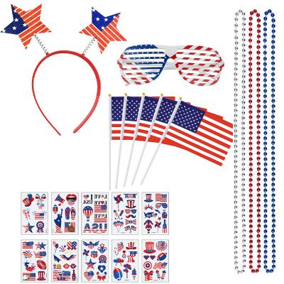 China Polyester Fiber Head Loop Glasses Bead Flag Sticker Chain Speaker Party Supplies Independence Day Party for sale