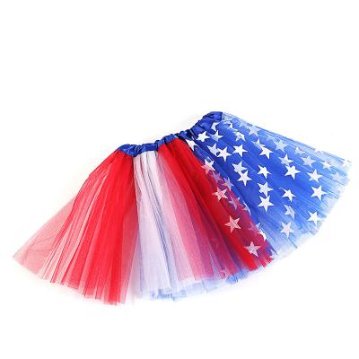 China PESENAR Independence Day 4th July tutu girls gauze dress American flag outfit printed stockings stage performance costume for sale