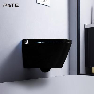 China Automatic Operation 110V/220V Modern Wall Hung Smart Toilets Intelligent Matt Black Back To Wall for sale