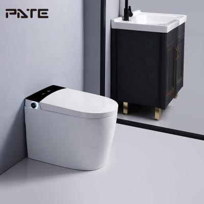 China Auto Operation One Piece Ceramic Tankless Toilet New Small Smart Black Price for sale