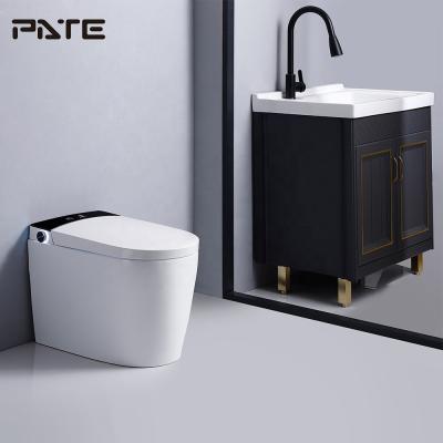 China Luxury Automatic Operation Self Flushing Ceramic Floor Standing Toilet Set Black for sale