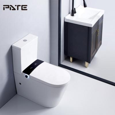 China Automatic Operation Double Flush White Ceramic Seat Heating Smart WC Toilet Bowl Black for sale