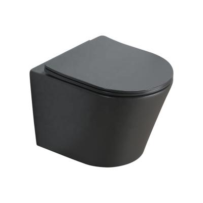 China Concealed Cistern CE Certificated Modern Bathroom Sanitary Ware Wall Hung Toilet Black Toilet for sale