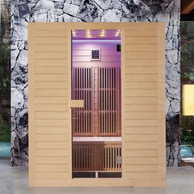 China Custom Computer Control Panel Solid Wood 2 Person Far Infrared Sauna Room for sale