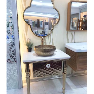 China Saudi Coastal Bathroom Vanity Single Sink Cabinet Stainless Steel Design Bathroom Furniture Set for sale