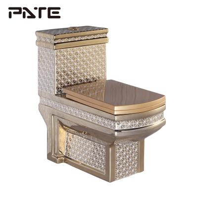 China Modern One Piece Gold Color Ethiopia Ceramic Toilet Strap Automatic Operation WC for sale