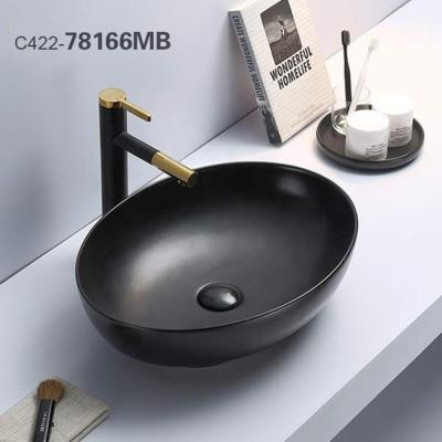 China Eco - Friendly Countertop Black Matt Ceramic Hand Wash Round Basin for sale