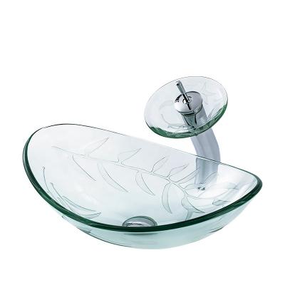 China New Design Contemporary Crystal Glass Face Sink Crystal Sink for sale