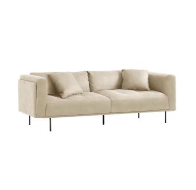 China Durable Leathaire Sofa Simple Elegant Style Italian Fabric Living Room Cream Sofa for sale