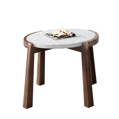 China Durable Quartz Stone Coffee Table With Sofa Side End Round Solid Wood Modern Home Furniture Round Table For Living Room Home Decor for sale