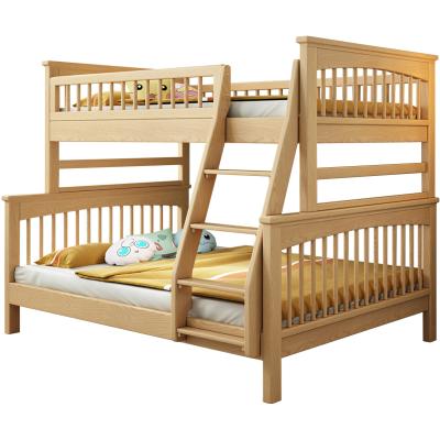 China Ash Bunk Bed Frame Solid Contemporary White Wood Low Twin Bunk Bed With Sturdy Wooden Ladder Safety Bed For Kids And Adults for sale