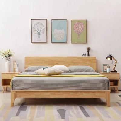 China Factory Price Furniture Simple Elegant Wholesale Wooden Bed Designs Solid Wooden Double Bed Designs for sale