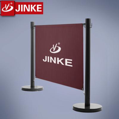 China Outdoor Line Post Rack Stainless Steel Sidewalk Cafe Wind Museum Airport Street Advertising Banner Display Stand Queue Barriers for sale