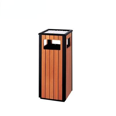 China 2018 New Arrival Sustainable Outdoor Wooden Garbage Bin Waste Bin With Ashtray for sale