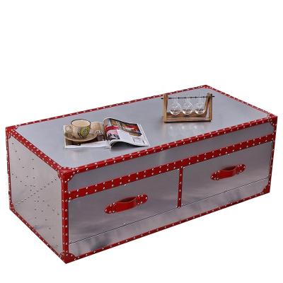 China Vintage Industrial Aluminum Aluminum Skin Design Fashion Coffee Table Vintage Style Aluminum Coffee Table for sale