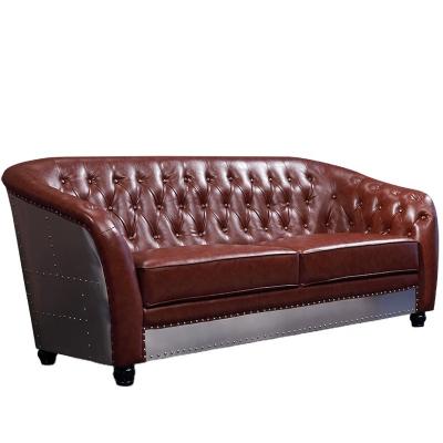 China Tufted Hotel Furniture Brushed Solid Wood Aluminum Modern Leather Aluminum Sofa for sale