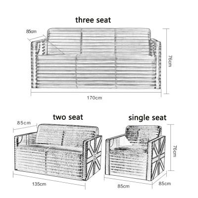 China Hot Sale Factory Sale Aviation Vintage Aluminum Rivets Tufted Industrial Sectional Sofa Set for sale