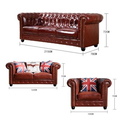 China Wholesale Retro Tufted Stain Frame Style Chesterfield Solid Wood American Sofa for sale