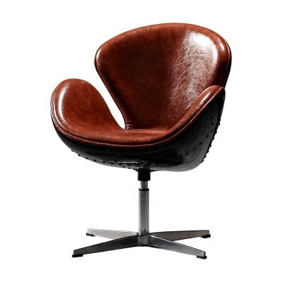 China Rotary Industrial Aviation Vintage Leather Skin Retro Aluminum ABS Aviator Chair for sale