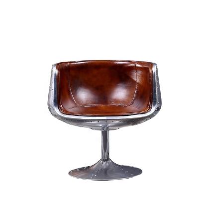 China Rotatable Hot Selling Vintage Aluminum Leather Skin Aluminum Back Aviator Chair Factory for sale