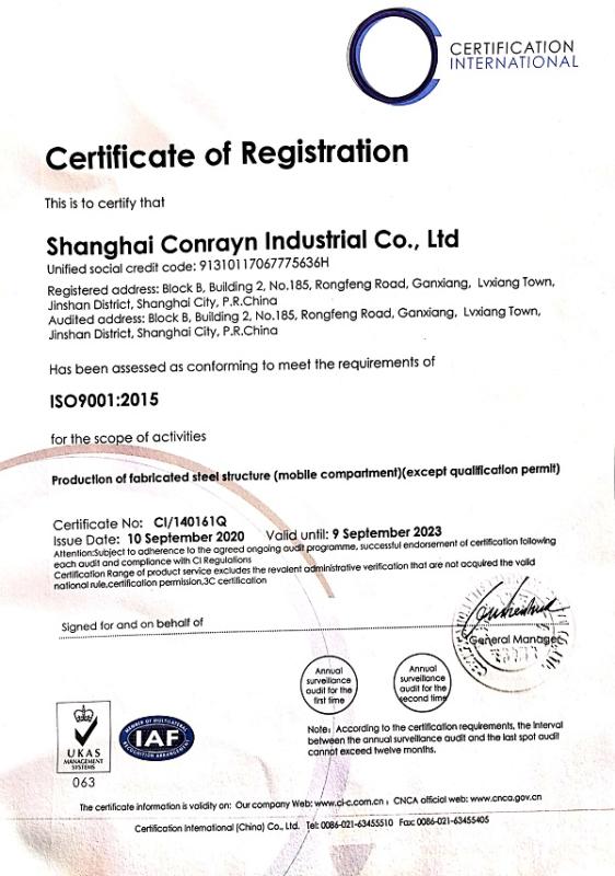 ISO9001 - Shanghai Conrayn Industrial Co., Ltd.