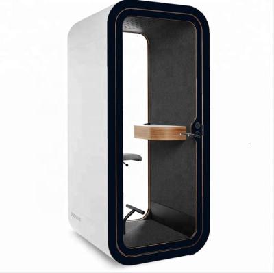 China Privacy Office Modern Assembled Indoor Aluminum Phone Booth With Table And Furniture for sale