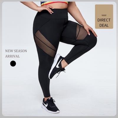 China Custom Breathable Breathable Net Fabric Joining Set High-waisted Black Casual Fitness Cuffs Exercise Yoga Pants For Women for sale