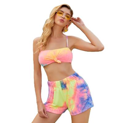 China Dropshipping Breathable Breathable Tie Dyed 3 Piece Bikini Trimmer Flawless Swimwear Girls Swimwear For Women 2021 for sale