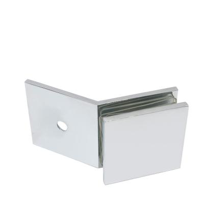 China Wall Mounted Brass Clip Easy Installation 90 Degree Sliver Shower Room Glass Door Bracket Glass Bracket for sale