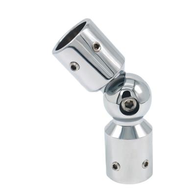 China Easy Installation Stainless Steel Shower Door Hinge Glass Pipe Fittings Round Adjustable Tube Corner Connectors Hinge for sale