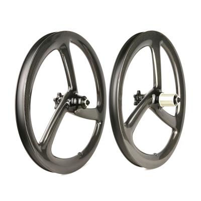 China BMX Bicycle Wheels 16 Inch 3 Spoke 349 Carbon Anvil BMX Wheels For Folding Bike Balance Bicycle for sale