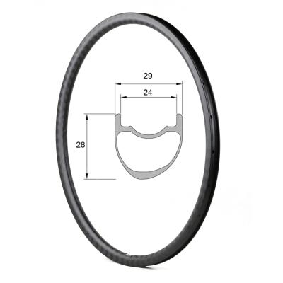 China Road Bikes 700c 29mm Width 24mm Cyclocross Bike Gravel Carbon Internal Tubeless Cycling Rims for sale