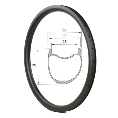 China Road Bikes Carbon Road Rim 35mm Depth 30mm Width Hookless Gravel Bike 650B Tubeless Carbon Rim for sale