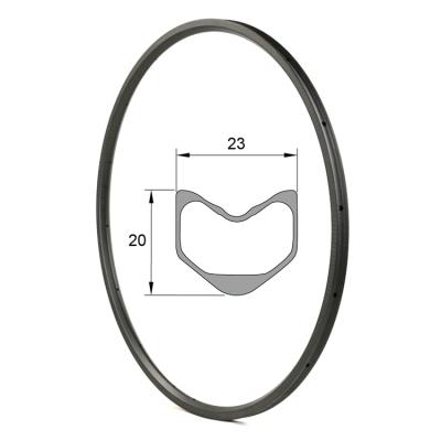 China Road Bikes 20mm Super Light Carbon Rims 23mm Width 700c Tubular Road Bicycle Rim Brake Carbon Rim for sale