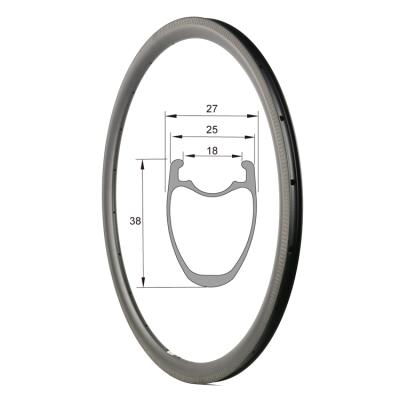 China Road Bikes Factory Sales Go Bikes 38mm Depth High Rim Clincher Tubeless Ready 700C Carbon Road Bike Rims for sale